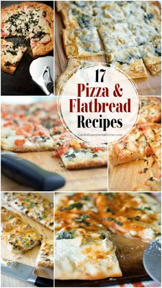 pizza and flatbread recipe collage with text overlay