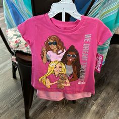 Nwt- Barbie Pink Shirt And Shorts 2t Barbie Shirt, Shirt And Shorts, Pink Shirt, Matching Sets, Colorful Shirts, Kids Shop, Pink, Color