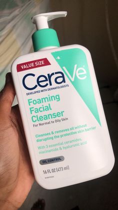 Cerave Foaming Facial Cleanser ( for oily skin) Foaming Facial Cleanser Cerave, Facial Cleanser For Oily Skin, Cerave Foaming Cleanser, Skincare Basics, Face Wash For Oily Skin, Oil Control Face Wash, Cerave Cleanser, Daily Face Wash, Cleanser For Oily Skin