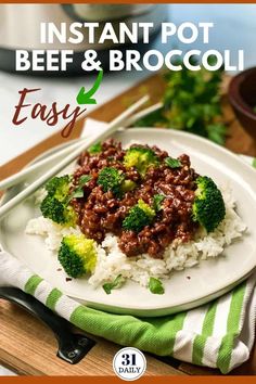 a white plate topped with rice and broccoli