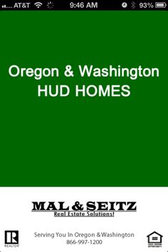 the oregon and washington hud homes logo on a green background with white text that reads oregon & washington hud homes