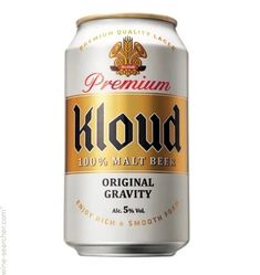 a can of kloud beer on a white background