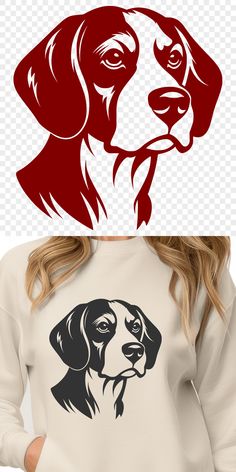 a woman wearing a sweatshirt with a dog on it's back and the image of a