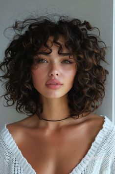 💞💞🖤 Short Curly Wolf Cut With Bangs, Short Curly Shag Hairstyles, Short Edgy Shag Haircut, Short Curly Layered Hair, Fairy Haircut, Curly Cuts, Natural Curly Hair Cuts, Haircut Inspo, Romantic Curls