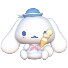 an animal that is sitting down with ice cream in its mouth and wearing a hat