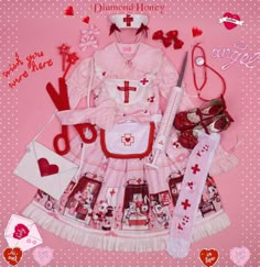 Yami Kawaii Nurse, Erokawa Outfits, Medicalcore Outfit, Nursecore Outfit, Kawaii Nurse Outfit, Gurokawa Aesthetic Outfit, Nurse Oc Art, Pink Nurse Outfit, Gurokawaii Fashion