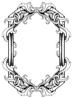 an ornate frame with swirls and scrolls on the edges, vintage line drawing or engraving