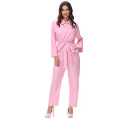 PRICES MAY VARY. Women long sleeve jumpsuit is made of polyester,comfortable and breathable. Pink jumpsuits for women follows the current women fashion trend,whether it is a role-play costume that perfectly restores movie characters or pink outfits for women daily causal wear,pink jumpsuit makes you look fashion,elegant,and eye-catching. Women pink overalls has a standing collar,long sleeves,a simulated pocket on the chest,and pockets on the pants,simple and practical. The waist of the jumpsuit 70s Disco Costume, Pastel Pink Blouse, Women Long Sleeve Jumpsuit, Pink Overalls, Astronaut Suit, Astronaut Costume, Disco Costume, Up Costume, Up Costumes