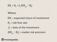 a white paper with black writing on it that says, where er = expected return of investment