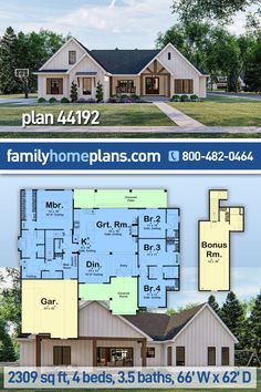 two story house plans with 3 car garages and 2 living areas in each floor plan