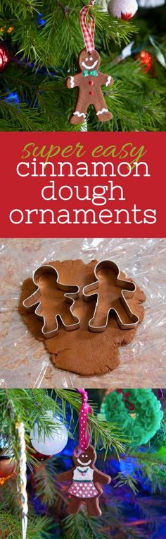 christmas ornament doughnut ornaments are shown in three different pictures, including one with a gingerbread man on it