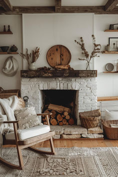 40 Rustic Farmhouse Fireplace Ideas for a Touch of Nostalgia Fireplace Log Cabin, Small House Fireplace, English Countryside Fireplace, Rustic Living Room Ideas With Fireplace, Brick Fake Fireplace, Vintage Farmhouse Fireplace, Fireplace Non Working Ideas, Vintage Living Room Fireplace, Living Room Hearth