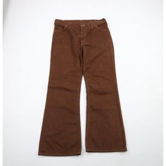 Vintage 70s Lee Mens 36x32 Faded Wide Leg Bell Bottom Denim Jeans Brown Usa Mens Jeans Blemish On The Back Bottom Right Leg Cuff. Distressed And Faded. Usa Made. 11.75 Inch Leg Open Mens Size 36 Measurements Are: 18 Inches Across The Waist Laid Flat 32 Inch Inseam 43 Inches From Top To Bottom Brown 50% Cotton 50% Polyester Check Out My Other Items In My Store! Pr723 Brown Cotton Flare Jeans With Five Pockets, Retro Relaxed Fit Brown Bottoms, Retro Brown Bottoms With Relaxed Fit, Vintage Relaxed Fit Flare Jeans With Five Pockets, Brown Relaxed Fit Vintage Jeans, Vintage Relaxed Fit Flare Jeans, Brown Cotton Flare Jeans With Pockets, Vintage Cotton Flare Jeans For Fall, Vintage Style Cotton Flare Jeans For Fall