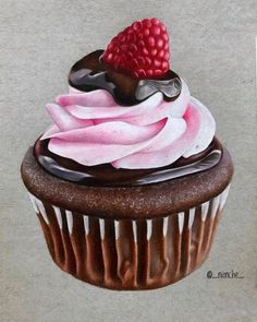 food art pencil drawing Colored Pencil Artwork Ideas, Cupcake Painting, Fruit Art Drawings, Food Art Painting, Cupcake Drawing, Cake Drawing, Prismacolor Art, Food Sketch, Food Artwork