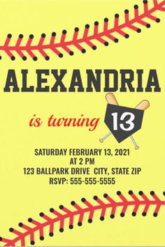 Birthday Invite Ideas, Kids Softball