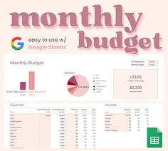 Monthly Financial Planner Template, Google Docs Budget Templates, Google Sheets Ideas, Budget Template Google Sheets, Budget Spreadsheets, Budget Dashboard, Spreadsheet Budget, Financial Budget Planner, Finance Budget Google Docs Budget Templates, Monthly Financial Planner Template, Google Sheets Ideas, Financial Spreadsheet, Budget Template Google Sheets, Budget Dashboard, Spreadsheet Budget