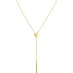 Olas d'Oro 18 Necklace - 14K Yellow Gold Disc and Bar Lariat Necklace Classic Gold Lariat Necklace With Clavicle Chain, Gold Minimalist Lariat Necklace For Formal Occasions, Formal Fine Jewelry Lariat Necklace With Pendant, Gold Minimalist Lariat Necklace For Formal Events, Formal Fine Jewelry Lariat Pendant Necklace, Gold Timeless Lariat Necklace For Formal Occasions, Timeless Gold Lariat Necklace For Formal Occasions, Timeless Gold Lariat Necklace For Formal Events, Timeless Gold Lariat Necklace With Adjustable Chain