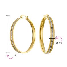 Elevate your style with crystal triple hoop earrings. Modern geometric design, adorned with pave clear crystals. Sophisticated glamour. Mens Engraved Necklace, Hoop Earrings Large, December Birthstone Jewelry, Triple Hoop Earrings, Engraved Earrings, School Jewelry, Big Hoop Earrings, Earrings Large, Engraved Bracelet