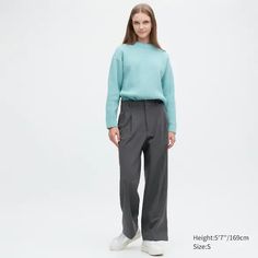 Pleated Wide Leg Trousers | UNIQLO UK Uniqlo Pants, Fun Pants, Grey Trousers, Uniqlo Women, Pleated Trousers, Refined Style, Tailored Blazer, Pantalon Large, Pleated Pants