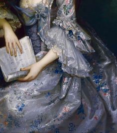 a painting of a woman holding a book