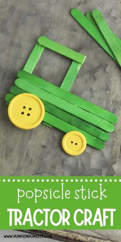 popsicle stick tractor craft for kids to make