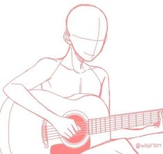 a drawing of a person playing an acoustic guitar