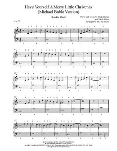 sheet music with the words have yourself merry little christmas