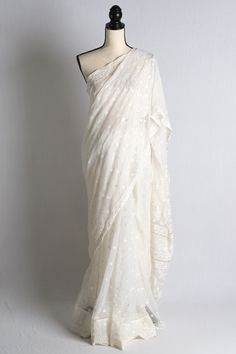 Hand Embroidery Chikankari Chiffon Saree with Resham Thread in Off White | Bengal Looms by BengalLooms on Etsy Luxury Handloom White Saree, Luxury White Chikankari Embroidery Pre-draped Saree, Luxury Unstitched Saree With Chikankari Embroidery, Luxury Off White Saree With Chikankari Embroidery, Luxury Semi-stitched Saree With Chikankari Embroidery, Luxury Floor-length Chikankari Embroidery Saree, Luxury Off White Chikankari Saree, Luxury Cotton Silk Saree With Chikankari Embroidery, Luxury Chikankari Embroidery Georgette Saree