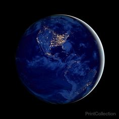 an image of the earth from space at night