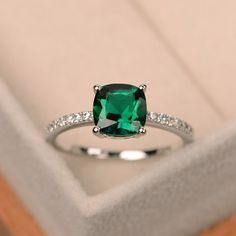 "Trendy Anillo Green Square Gemstone Shiny 925 Silver Ring For Women, Vip316 Stone: Cubic Zirconia Metal : Silver Plated On Brass Comfortable And Durable Material Comes With Attractive Packaging!! Occasion: Anniversary, Engagement, Gift, Party, Wedding, Personal Use, Etc. Message Me For Any Query. Thank You " Statement Fashion, Emerald Diamond Ring, Blue Stone Ring, Ring Ideas, Luxury Rings, Crystal Wedding