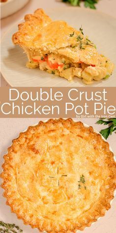 there are two pictures of chicken pot pies