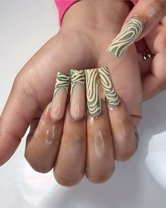 Sage Fall Nails, Sage Green Nail, Sage Green Nails, Long Square Nails, Green Nail Designs, Simple Gel Nails, Green Nail, Dope Nail Designs