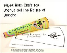 a paper horn craft for joshua and the battle of jesicho is featured in this postcard