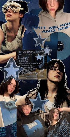 a collage of photos with stars on them