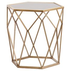 a gold metal and glass side table