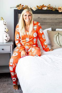 They are 92% Polyester and 8% these are super soft cozy! These are true to size Model is a size 8-10 shes wearing a medium Soft Comfortable Sleepwear For Fall, Soft Comfortable Fall Sleepwear, Comfortable Soft Sleepwear For Fall, Super Soft Long Sleeve Comfortable Sleepwear, Comfy Soft Sleepwear For Fall, Soft Sleepwear For Lounging In Fall, Cute Long Sleeve Fitted Sleepwear, Casual Orange Long Sleeve Sleepwear, Cute Fitted Long Sleeve Sleepwear