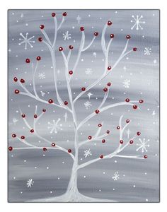 an image of a white tree with red berries on it and the words morgan's snowflake ideas