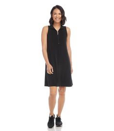 This jet-set ready dress is ideal for when you are on the go with its wrinkle resistant fabrication. It features a zippered neckline for a versatile look. Travel Jersey: 92% Polyester, 8% Spandex Made in USA of imported fabric Machine wash separately or dry clean Length: 37 5/8 inches (size M) Two side pockets Zip-up neckline Wrinkle-resistant Travel Dress, Karen Kane, Jet Set, Zip Up, Black And Navy, The Go, Made In Usa, Zip Ups, Dry Clean