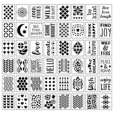 a large collection of different types of tattoo stencils, all in black and white