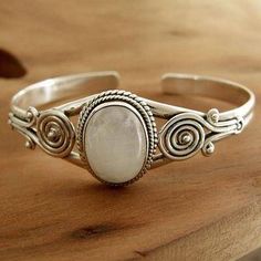 Morning Magic Sterling Silver and Rainbow Moonstone Cuff Bracelet Novica Jewelry, Gemstone Cuff Bracelet, Glow Jewelry, Fan Jewelry, Metal Cuff Bracelet, Classic Bracelets, Silver Jewelry Design, Moonstone Jewelry, Fashion Jewelry Earrings