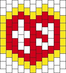 a red, yellow and white heart is shown in the middle of a quilt pattern