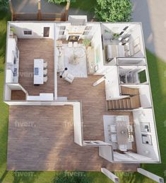 an aerial view of a two bedroom house