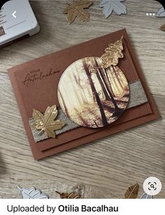 an open card with leaves on it and the words, uploaded by otilia bacahau