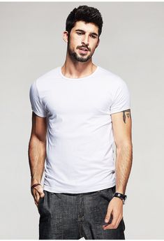 Gender: Men Item Type: Tops Tops Type: Tees Sale by Pack: No Material: Spandex,Cotton Sleeve Length(cm): Short Collar: O-Neck Sleeve Style: Regular Pattern Type: Solid Hooded: No Fabric Type: Broadcloth Style: Casual White Slim Fit Short Sleeve T-shirt, Slim Fit White Cotton T-shirt, White Slim Fit Cotton T-shirt, Slim Fit Crew Neck T-shirt For Summer, Solid Slim Fit Crew Neck T-shirt, Solid Cotton Slim Fit T-shirt, Slim Fit Plain Cotton Tops, Cotton Slim Fit Plain Tops, Slim Fit Cotton Plain Tops