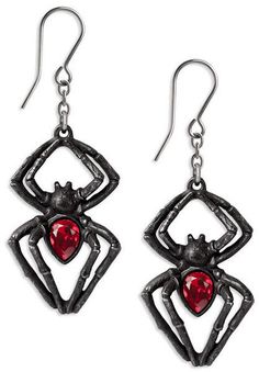 Nickel-free Pewter Jewelry In Gunmetal, Adjustable Red Gothic Jewelry, Nickel-free Gunmetal Gothic Jewelry, Gunmetal Earrings As Gift, Gunmetal Metal Earrings For Gift, Gunmetal Metal Earrings Gift, Halloween Oxidized Metal Jewelry, Halloween Metal Jewelry With Oxidized Finish, Red Hypoallergenic Metal Jewelry