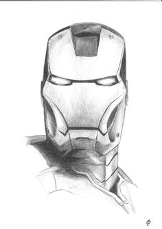 a drawing of the iron man helmet