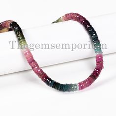 5.50-6mm Multi Tourmaline Tyre Shape Necklace, Tourmaline Briolettes Beaded Necklace, Tourmaline Gemstone Jewelry, Faceted Tyre Necklace - Etsy Tourmaline Gemstone Beaded Necklaces With Round Beads, Multicolor Tourmaline Gemstones In Round Shape, Tourmaline Gemstone Beads Necklaces, Multicolor Round Tourmaline Gemstones, Faceted Tourmaline Round Beads Jewelry, Multicolor Tourmaline Round Beads Jewelry, Oct 1, Tourmaline Gemstone, Tourmaline