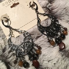 Sonoma Gunmetal Grecian Beaded Earrings. Has Different Shades Of Brown, Tan & Sepia Purple. Nwt. Please Send Reasonable Offers Through The Offer Button! Follow To Keep Updated! (2) Brown Jewelry With Black Beads For Festival, Festival Brown Jewelry With Black Beads, Brown Metal Dangle Earrings, Brown Dangle Metal Earrings, Brown Pierced Metal Earrings, Nickel-free Brown Beaded Earrings For Festival, Vintage Brown Earrings With Dangling Beads, Nickel-free Brown Beaded Dangle Earrings, Brown Nickel-free Dangle Beaded Earrings