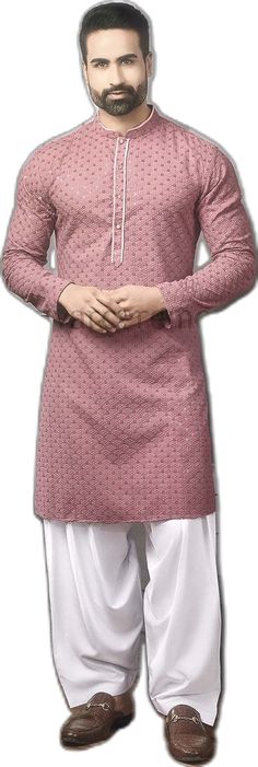 Pink Long Sleeve Kurta For Traditional Ceremonies, Long Sleeve Lawn Suit With Pallu For Eid, Pink Long Sleeve Kurta For Diwali, Pink Long Sleeve Sherwani For Navratri, Long Sleeve Churidar With Dabka For Navratri, Long Sleeve Bollywood Salwar Kameez For Puja, Long Sleeve Kurta With Chikankari Embroidery For Diwali, Navratri Churidar With Dabka And Long Sleeves, Fitted Long Sleeve Kurta For Puja