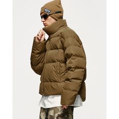 Winter 70 Toast Down Jacket  Material: A:100% Polyester, B:100%Cotton  Size: M, L, XL, Color: Brown, Dark Green, Navy Blue  Season: Spring, Fall,   Occasion: Leisure, Outdoor, Daily, Vacation,Fall Outfits Fall Outfits Pinterest, Crop Puffer Jacket, Cozy Winter Fashion, Streetwear Jackets, Coat Street Style, Cropped Puffer Jacket, Oversized Outfit, Aesthetic Streetwear, Short Men Fashion